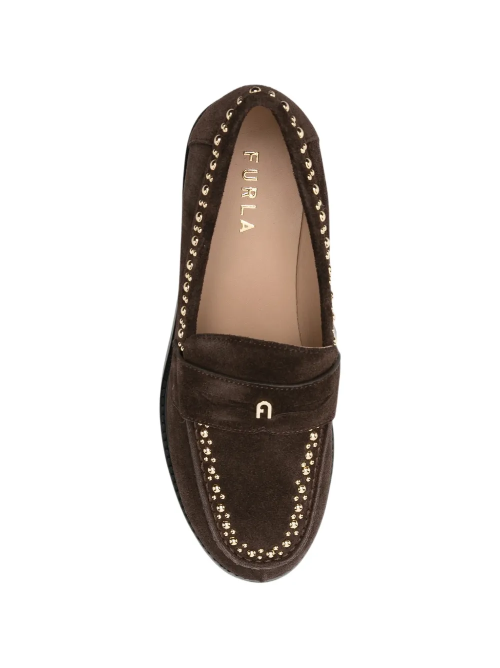 Furla stud-embellished leather loafers Bruin