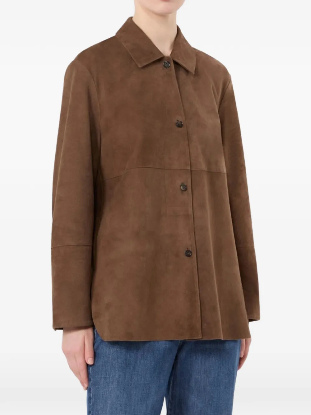 'S Max Mara Jack met suède afwerking en knopen Bruin
