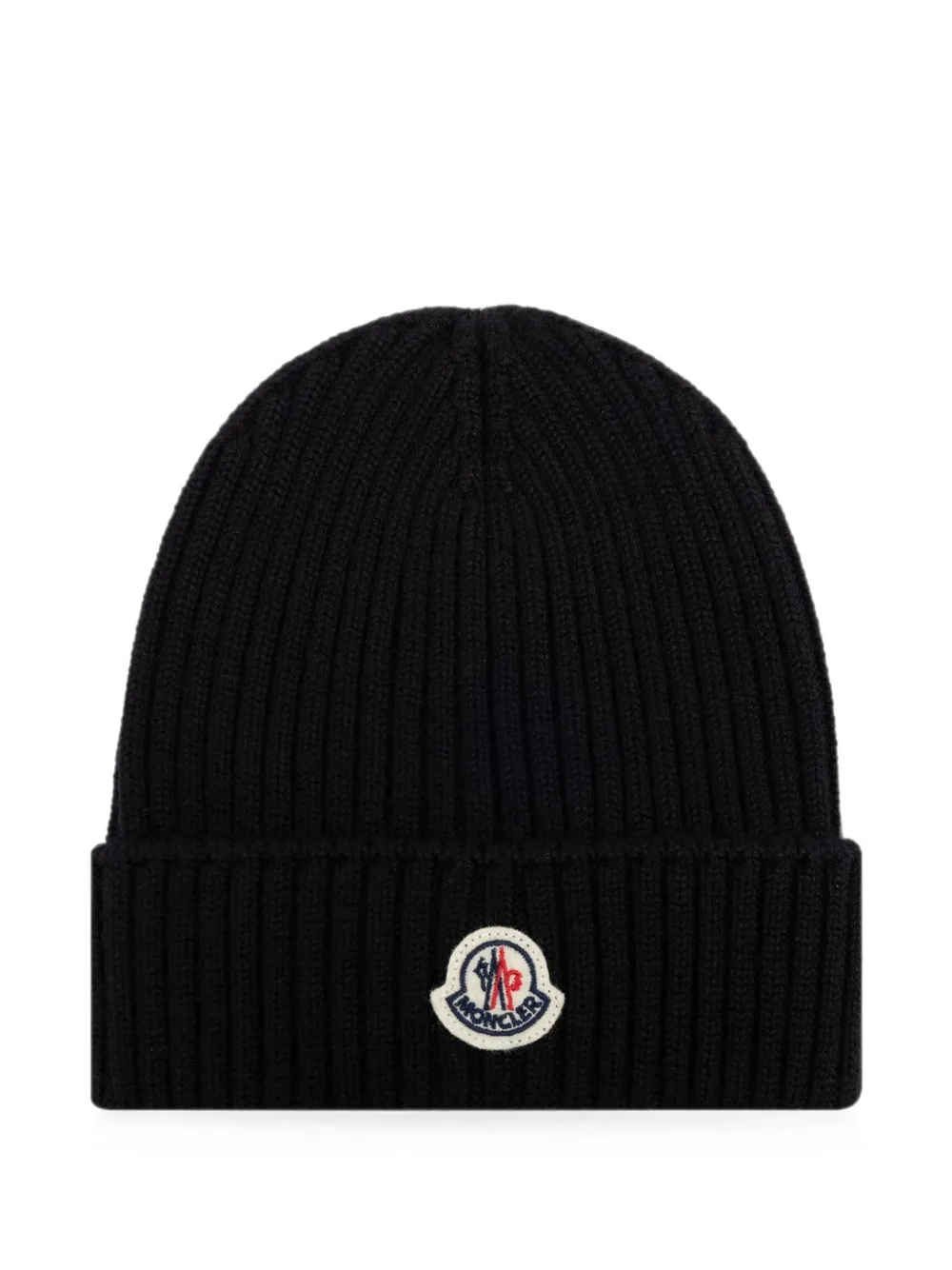 Moncler Enfant Ribgebreide muts met logo-patch Zwart