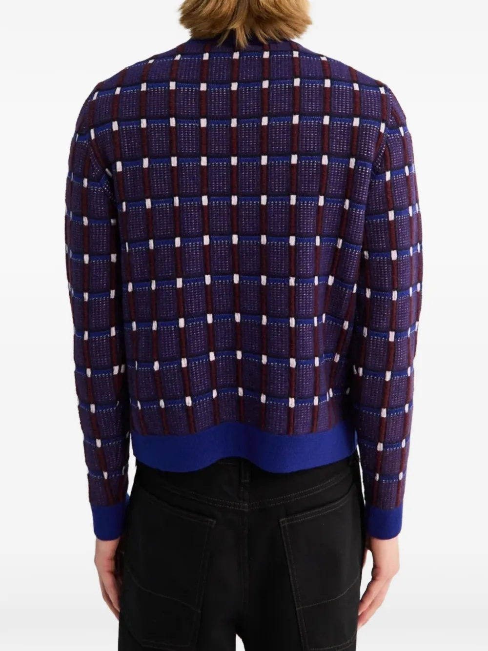 Jil Sander Trui met geruit intarsiabreiwerk Paars