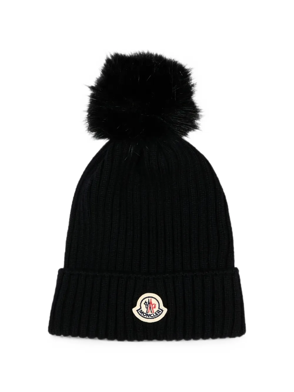 Moncler Enfant Muts met pompon en logo-patch Zwart