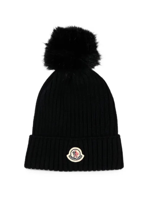 Moncler Enfant pom-pom logo-patch beanie hat