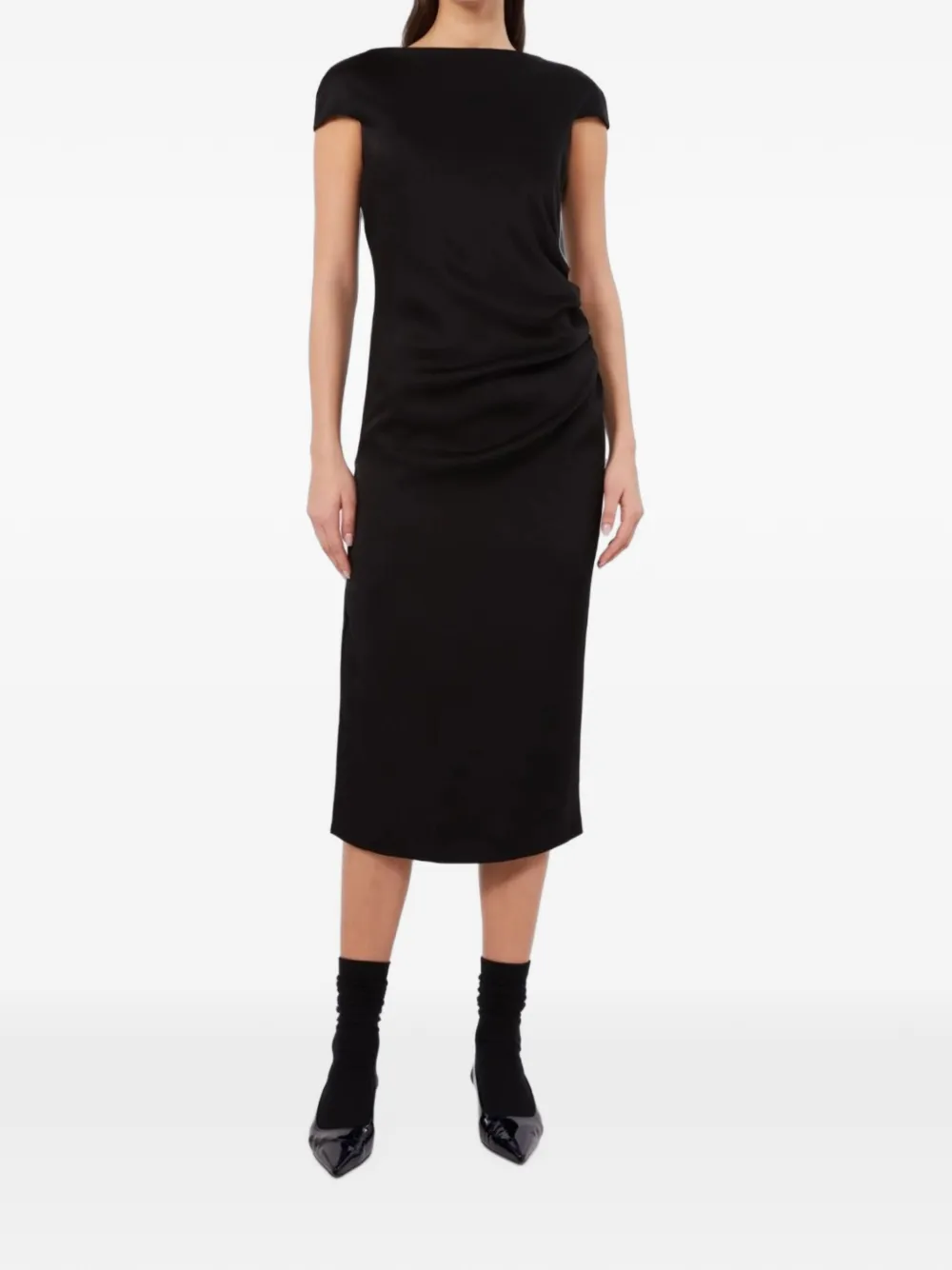 Max Mara Asymmetrische jurk met gedrapeerd detail Zwart
