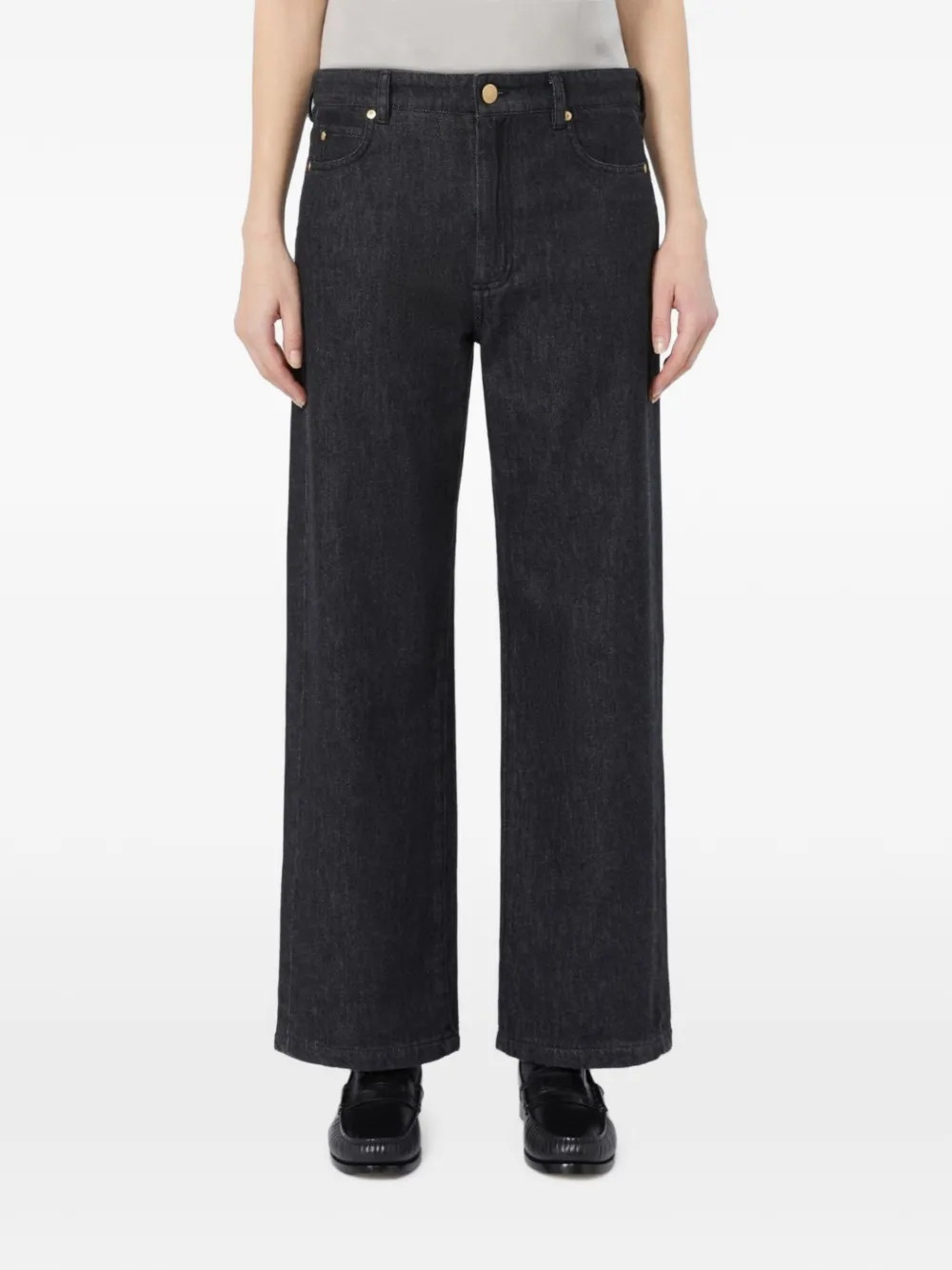'S Max Mara Jeans met wijde pijpen en knopen Zwart