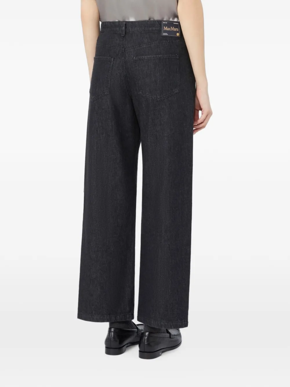 'S Max Mara Jeans met wijde pijpen en knopen Zwart