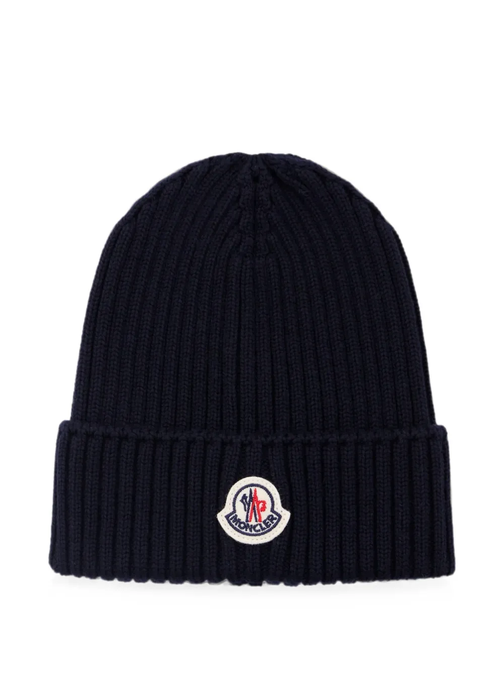 Moncler Enfant Ribgebreide muts met logo-patch Blauw