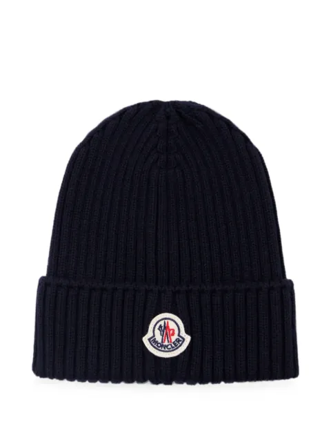 Moncler Enfant ribbed-knit logo-patch beanie hat