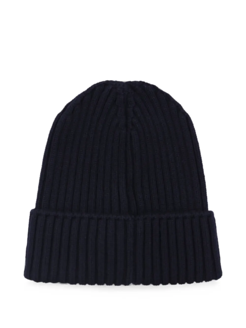Moncler Enfant Ribgebreide muts met logo-patch Blauw