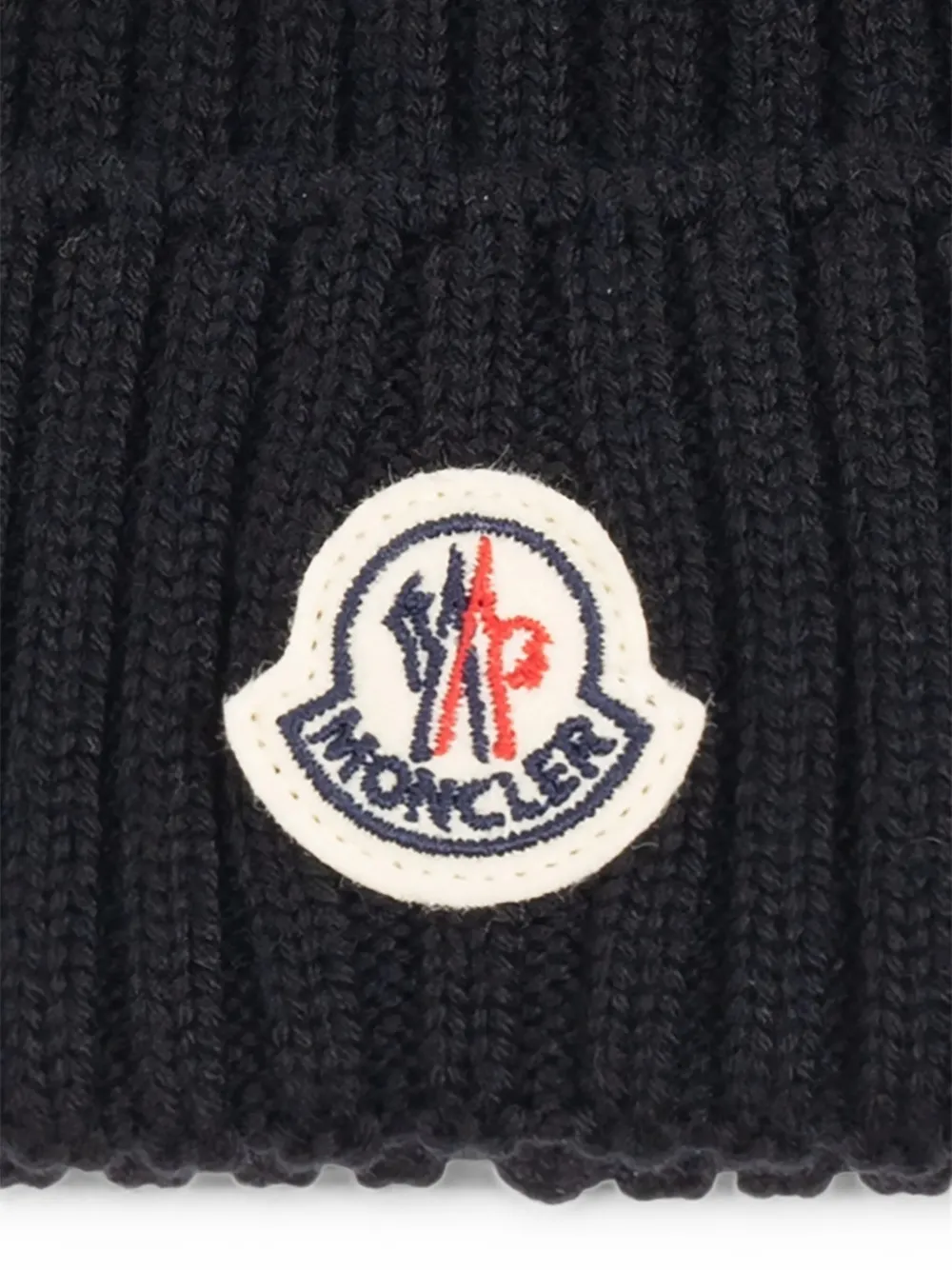 Moncler Enfant Ribgebreide muts met logo-patch Zwart