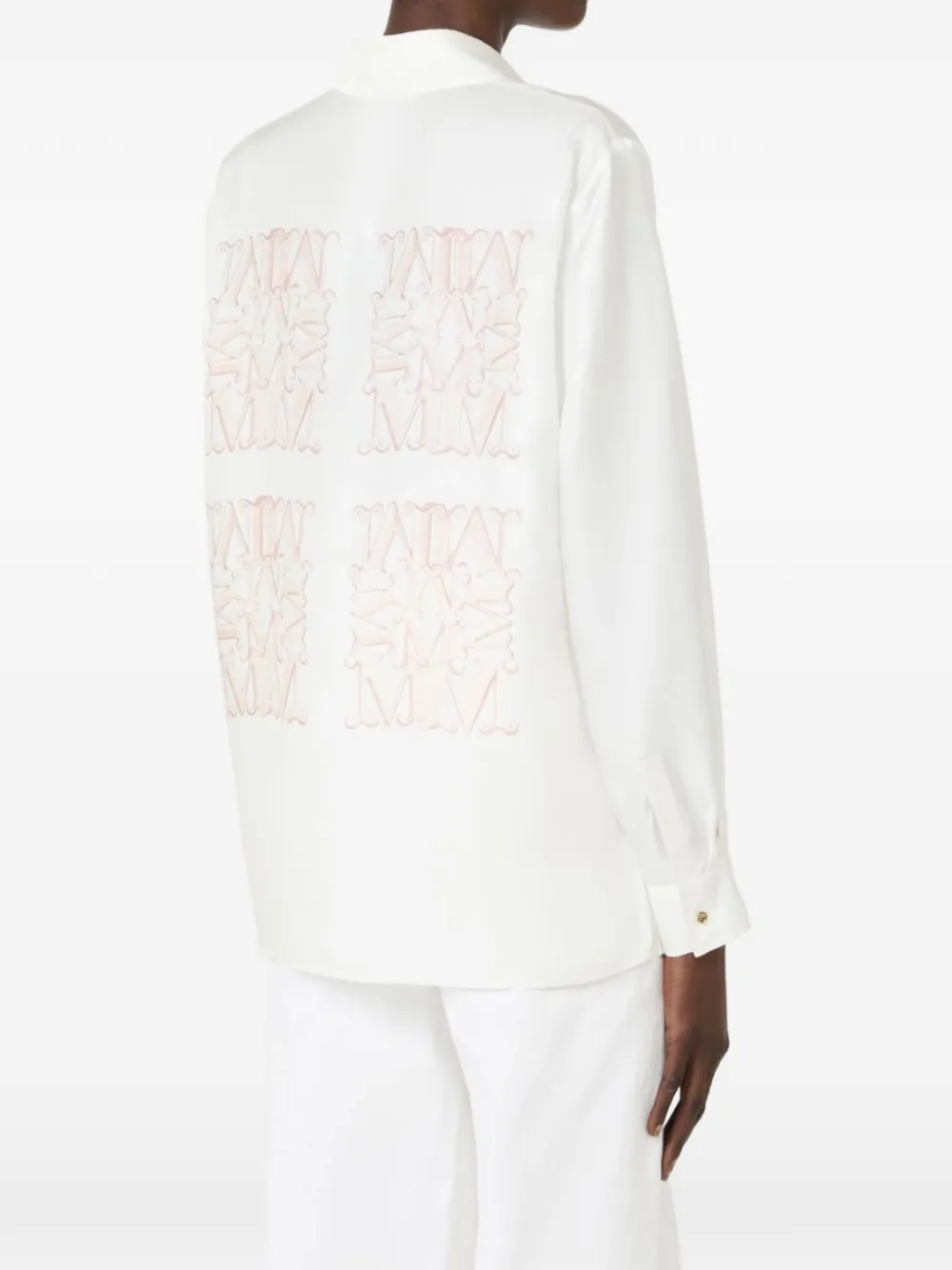 Max Mara Blouse met geborduurd logo Beige