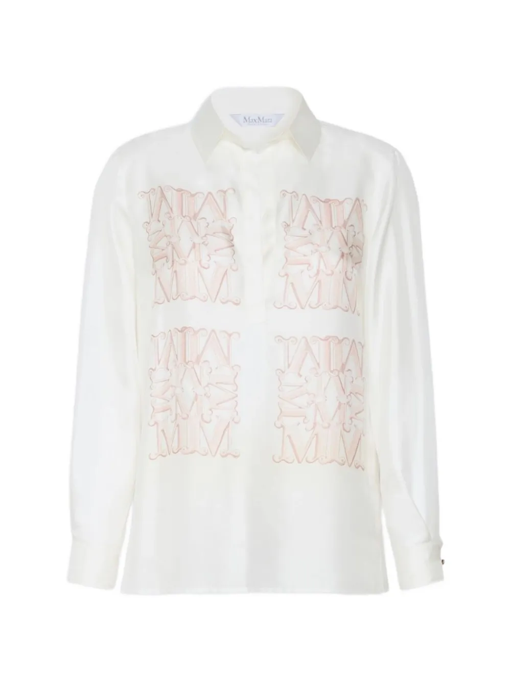 Max Mara logo-embroidered silk shirt - Neutrals