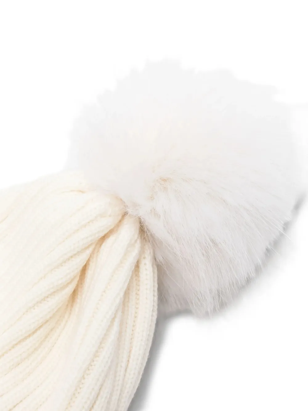 Moncler Enfant Geribbelde muts met pompon Wit