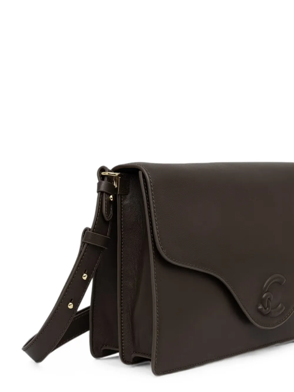 Coccinelle C-Me Softy schoudertas met logo-reliëf Bruin