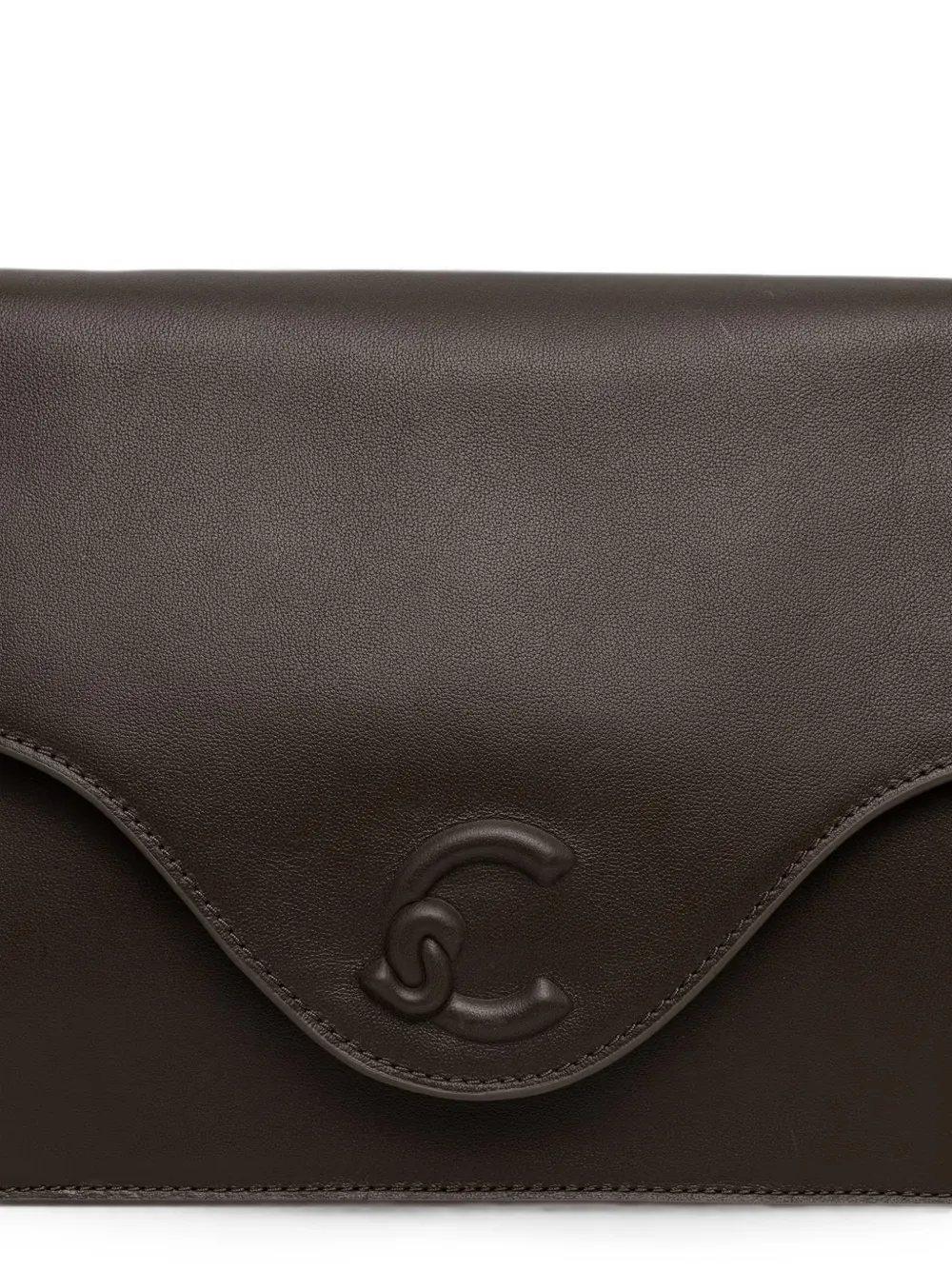 Coccinelle C-Me Softy schoudertas met logo-reliëf Bruin