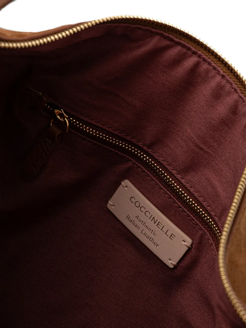 Coccinelle Suède shopper met logoprint Bruin