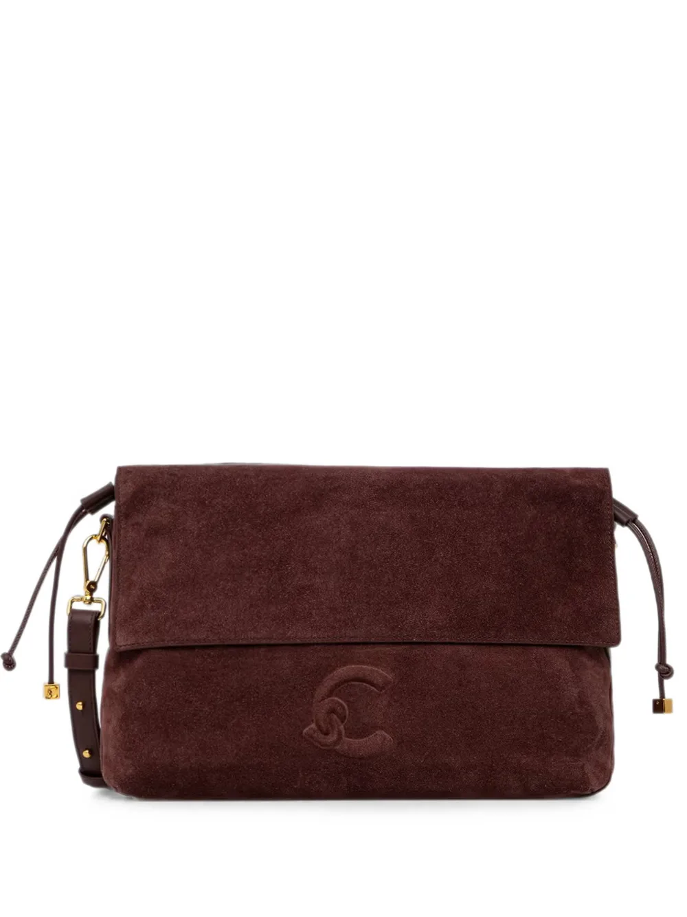Coccinelle suede logo-embossed shoulder bag - Marrone
