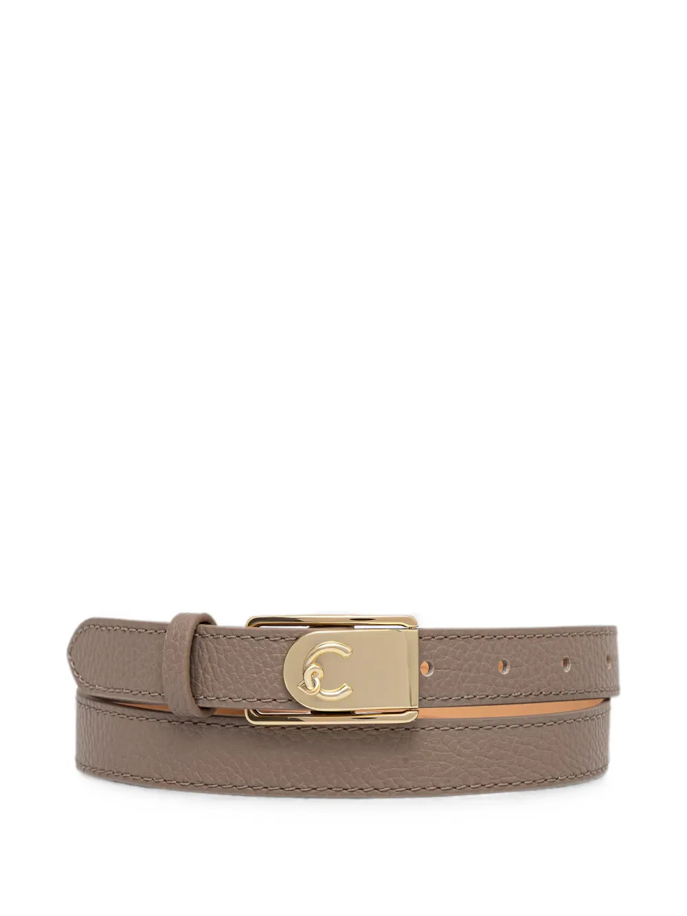 Coccinelle logo-plaque pebbled belt - Marrone