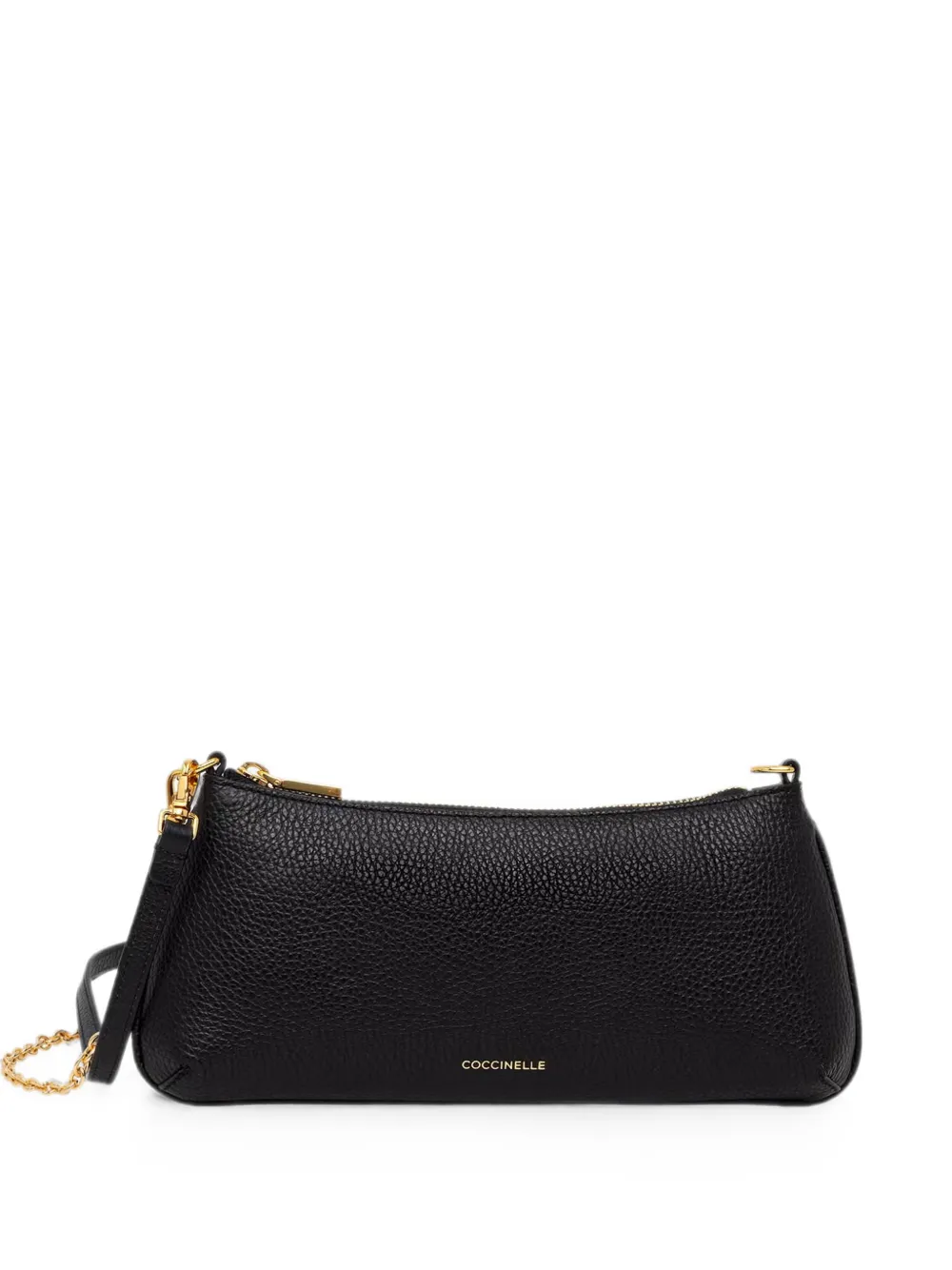 Coccinelle mini C-Me logo-print chain-link crossbody bag - Nero