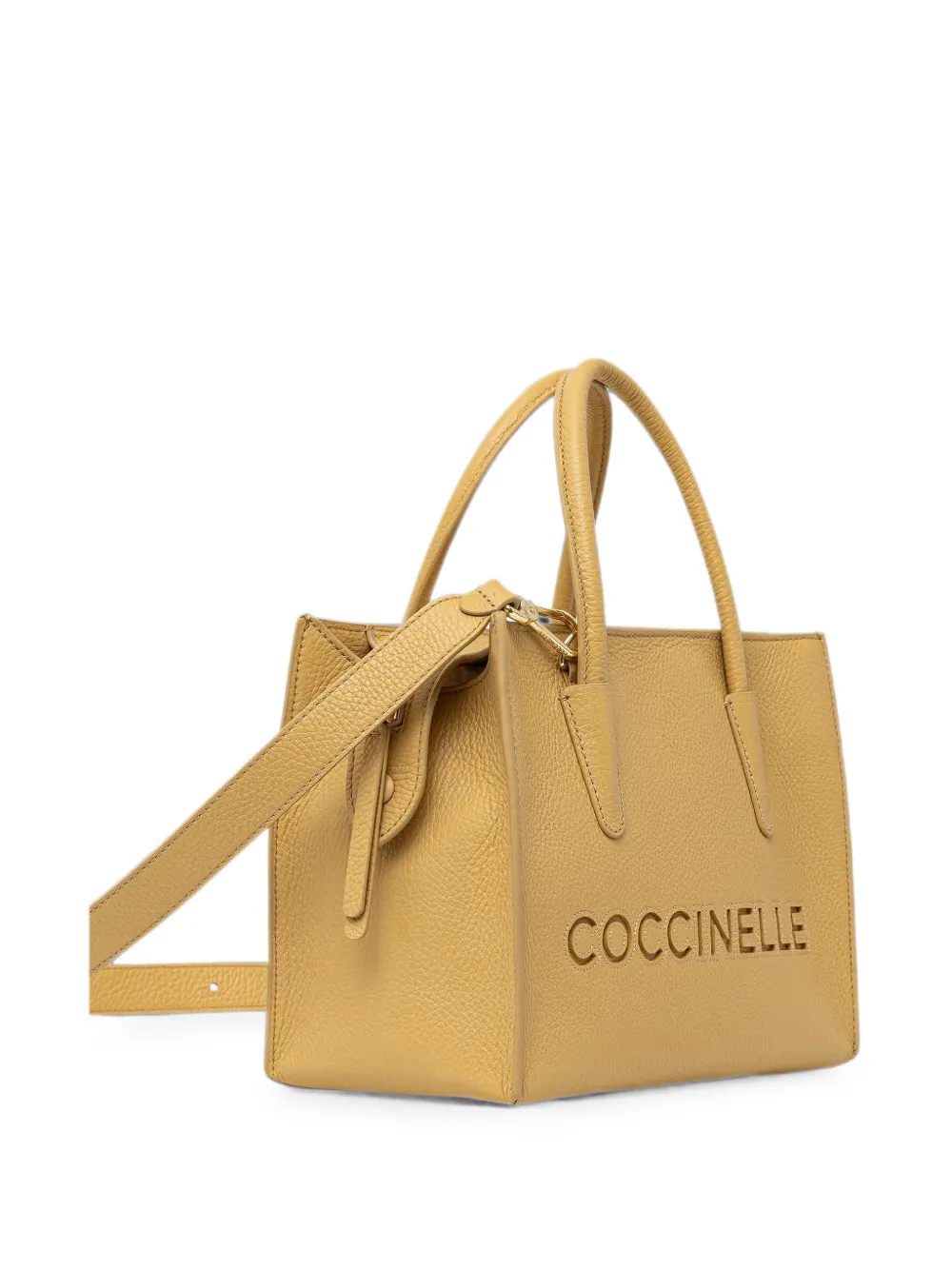 Coccinelle Shopper met logo-reliëf Geel