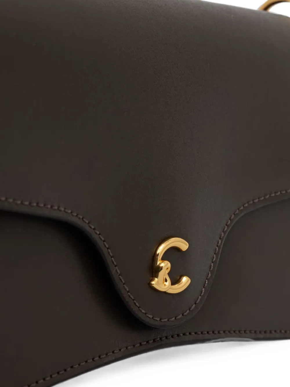 Coccinelle C-me schoudertas met logo-plakkaat Bruin
