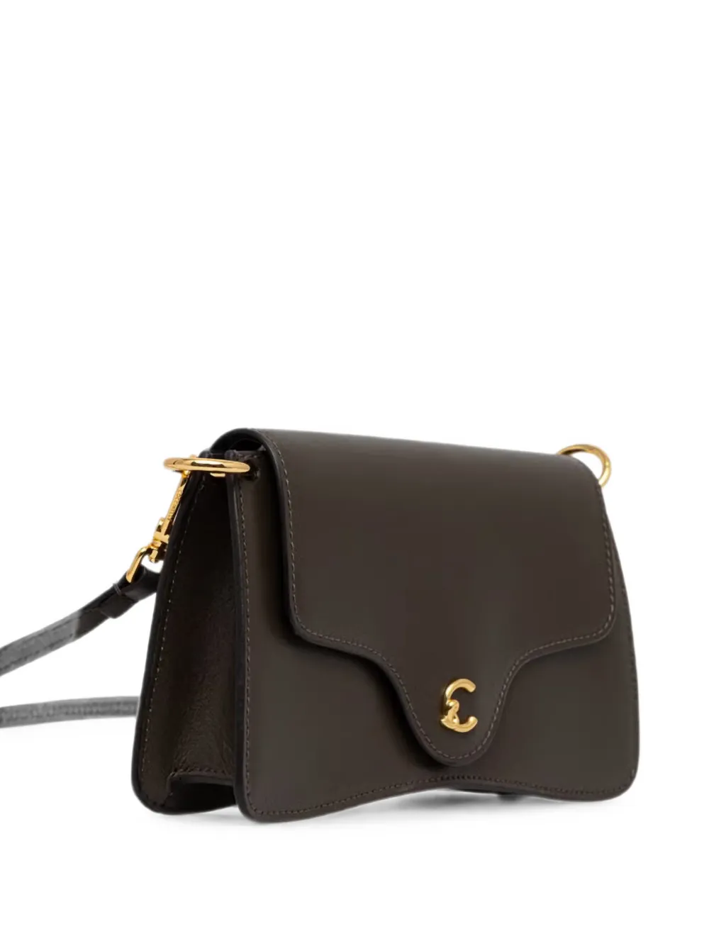 Coccinelle C-me schoudertas met logo-plakkaat Bruin