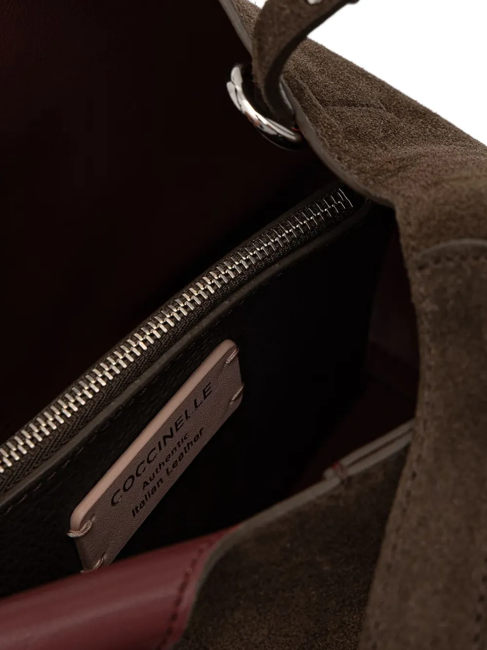 Coccinelle Suède shopper met logoplakkaat Bruin