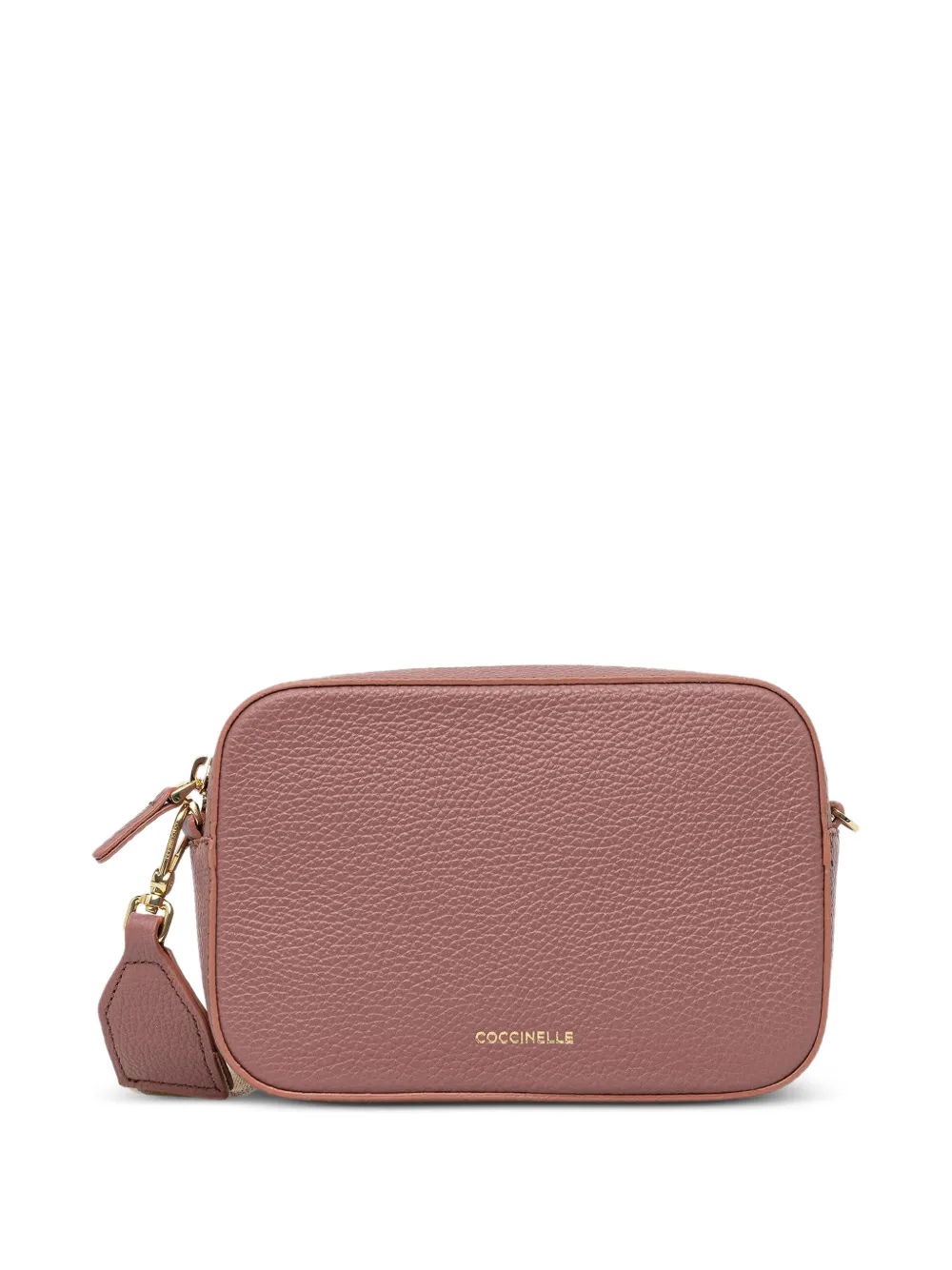 Coccinelle small Tebe grained-leather logo-strap shoulder bag - Rosa