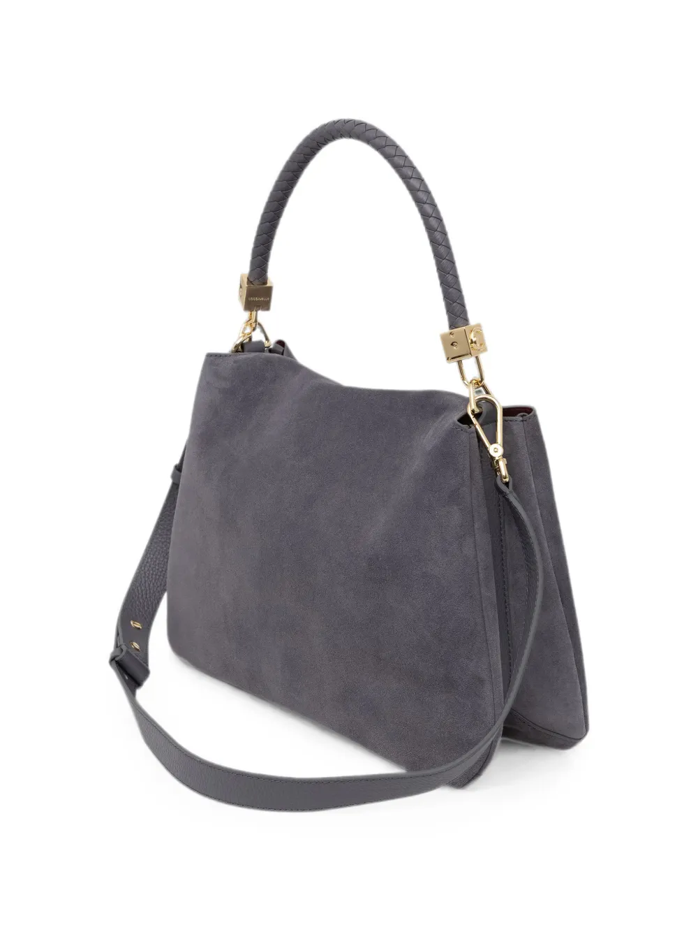 Coccinelle medium Tiggy braided-handle suede shoulder bag Grijs
