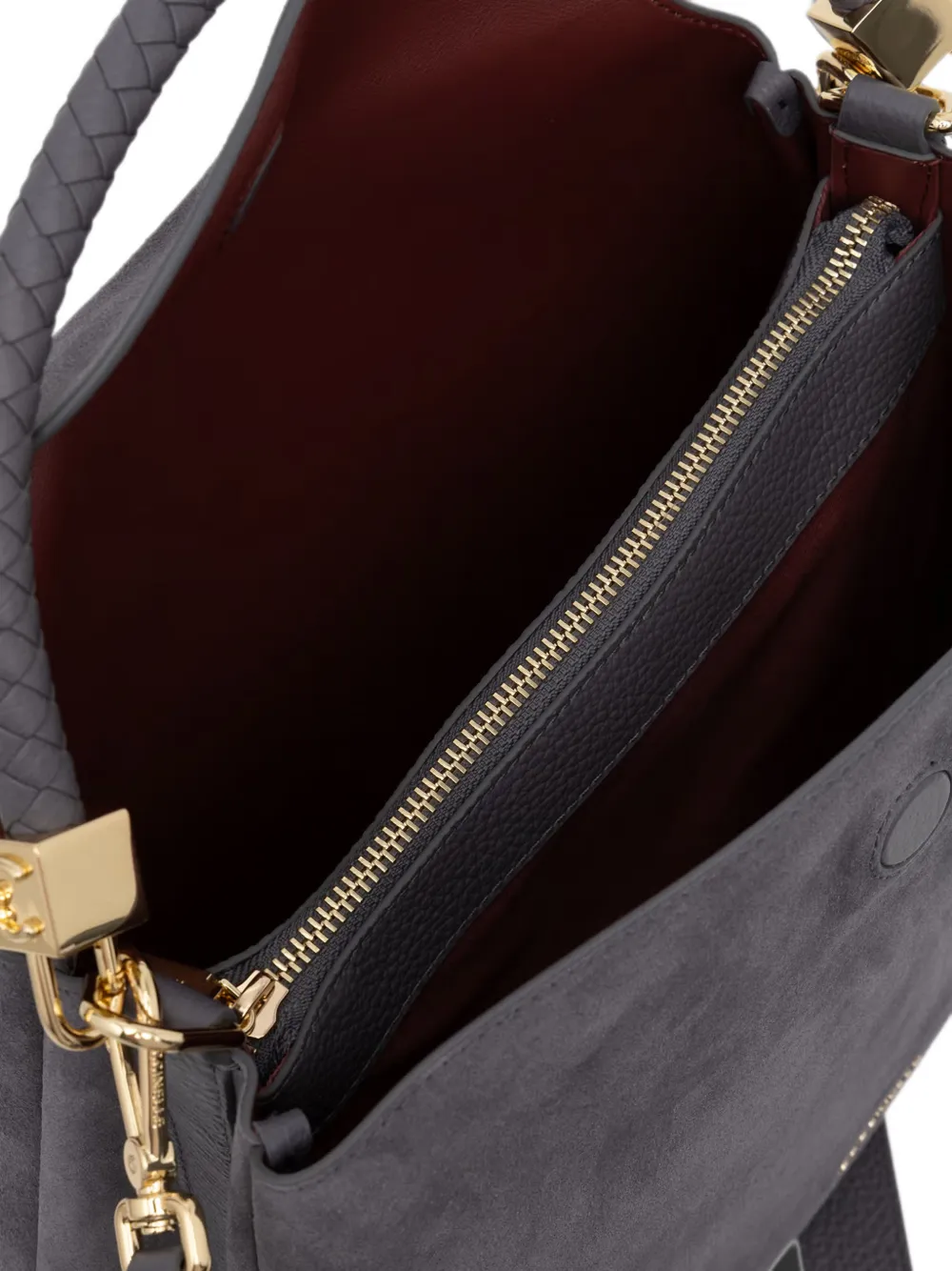 Coccinelle medium Tiggy braided-handle suede shoulder bag Grijs
