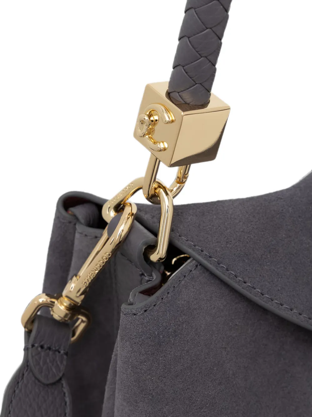 Coccinelle medium Tiggy braided-handle suede shoulder bag Grijs