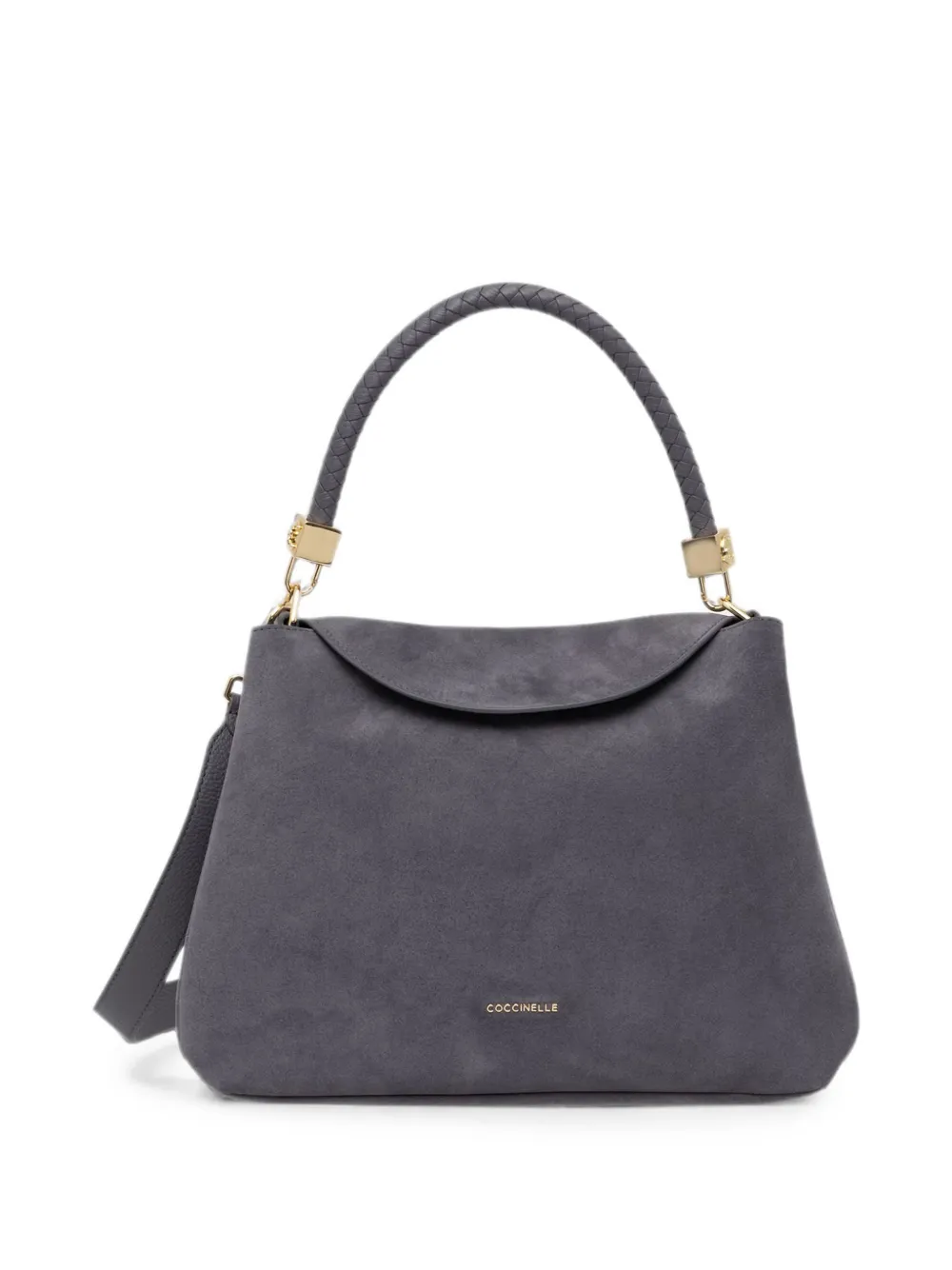 Coccinelle medium Tiggy braided-handle suede shoulder bag Grijs