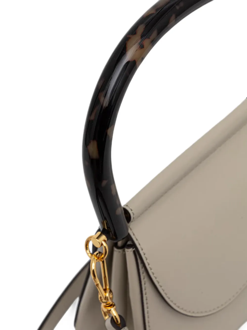 Coccinelle Leren shopper met schildpadschild-effect en handgreep Beige
