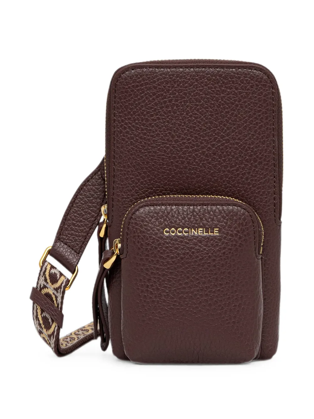 Coccinelle mini Coccinelle Pixie pebbled leather phone bag - Marrone