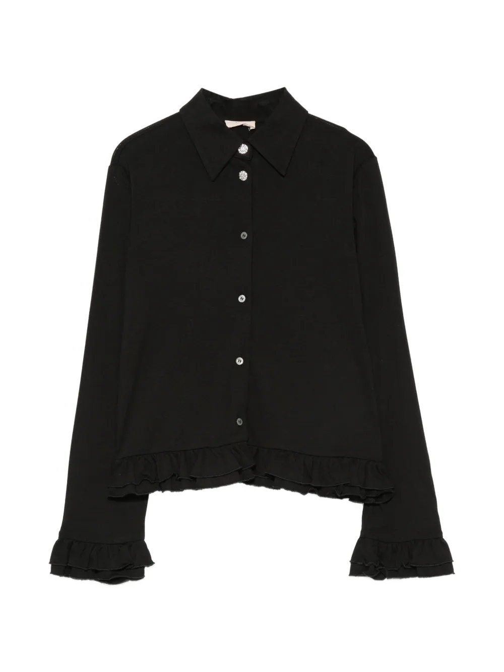 Nº21 Kids ruffled crystal-embellished shirt - Nero