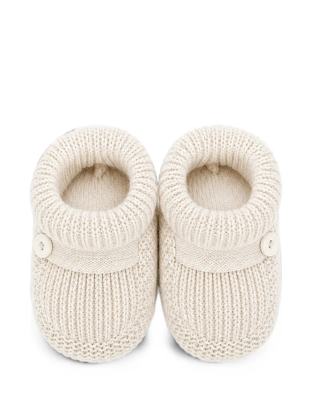 Little Bear button-detail knitted pre-walkers Beige