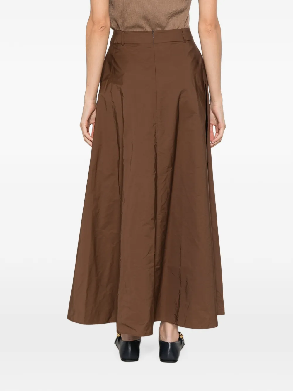 'S Max Mara Flared maxi-rok met riemlussen Bruin