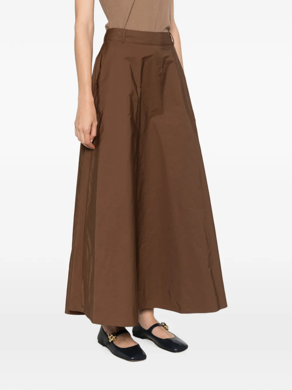'S Max Mara Flared maxi-rok met riemlussen Bruin