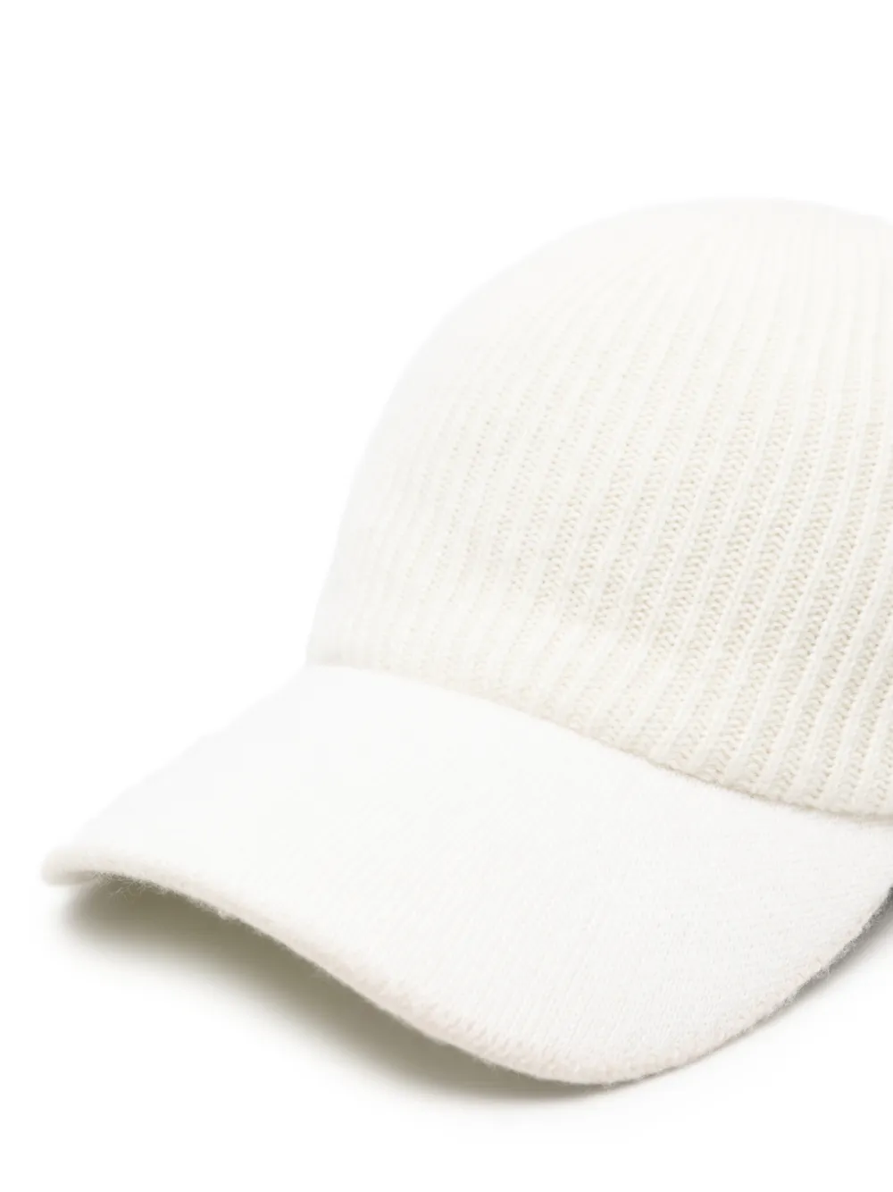 Eleventy Ribgebreide honkbalpet Beige