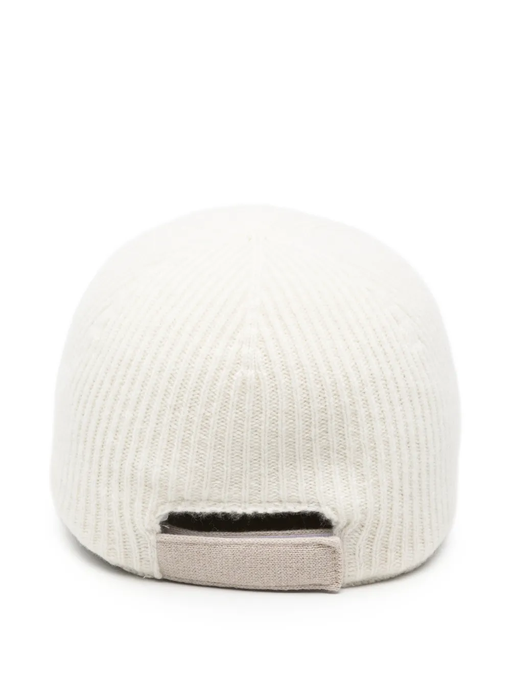 Eleventy Ribgebreide honkbalpet Beige