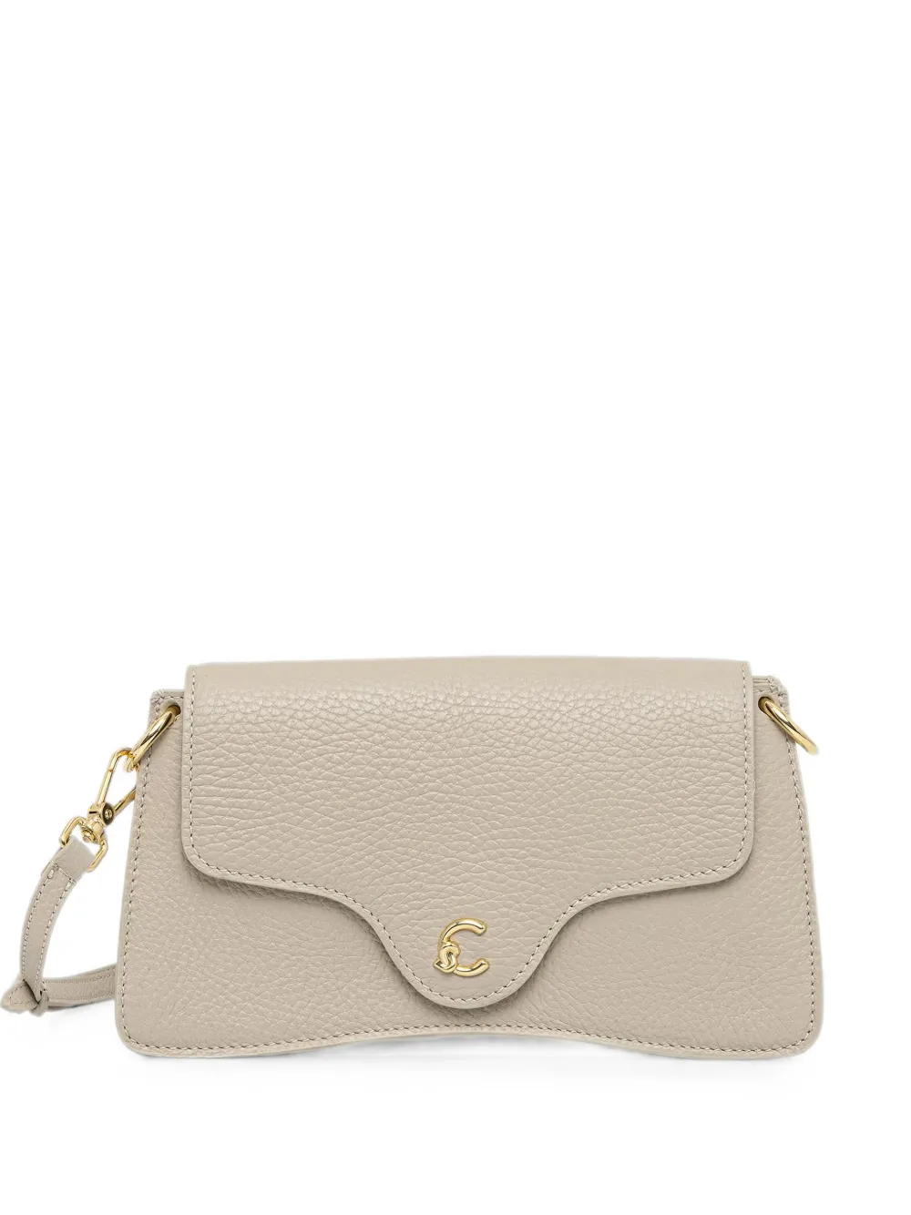 Coccinelle mini Coccinelle C-Me logo-plaque pebbled-leather shoulder bag - Nude