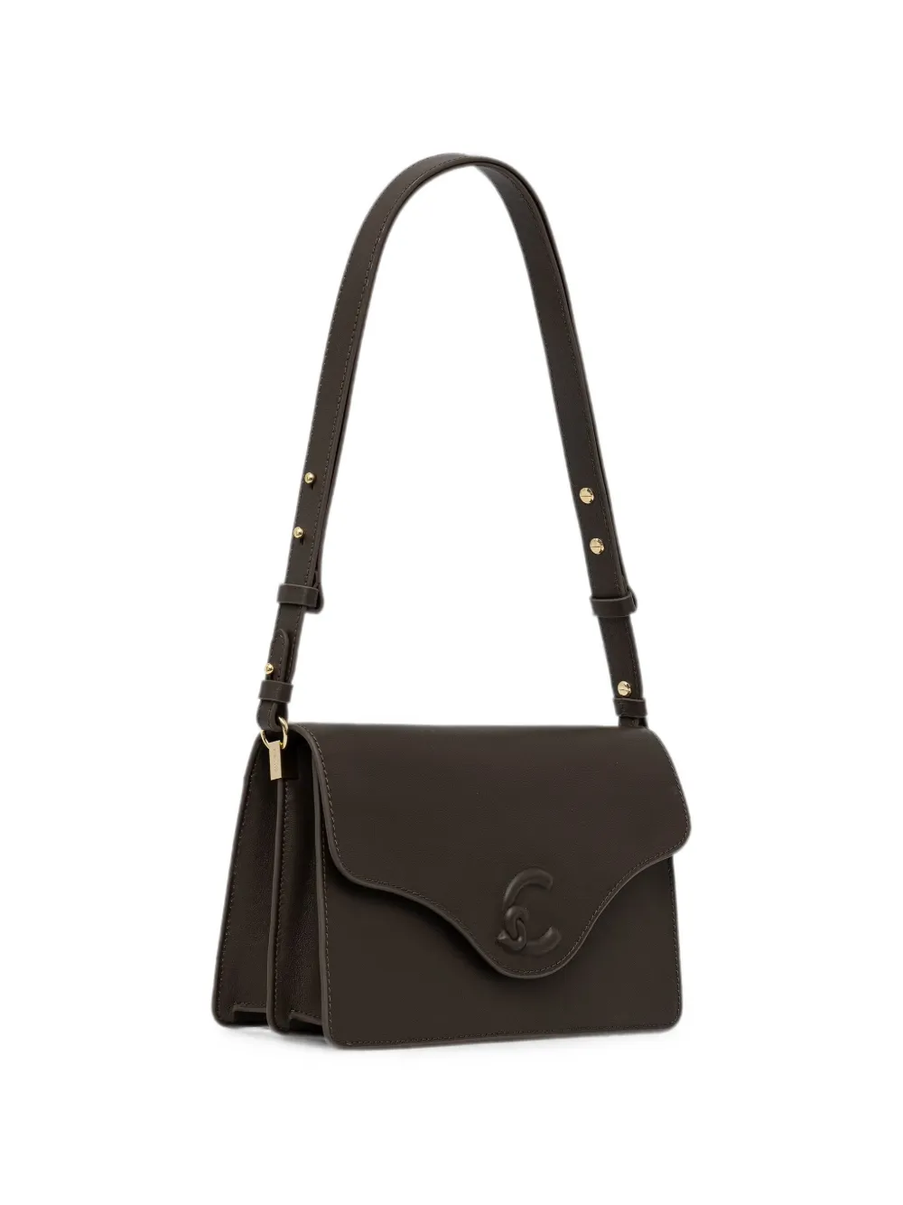 Coccinelle logo-embossed leather shoulder bag Bruin