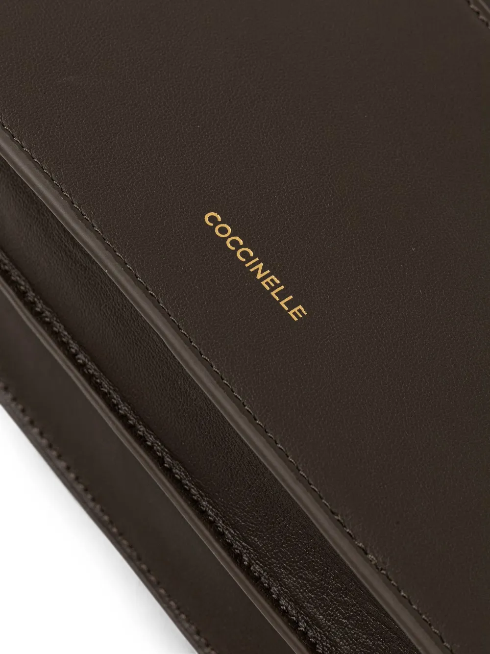 Coccinelle logo-embossed leather shoulder bag Bruin