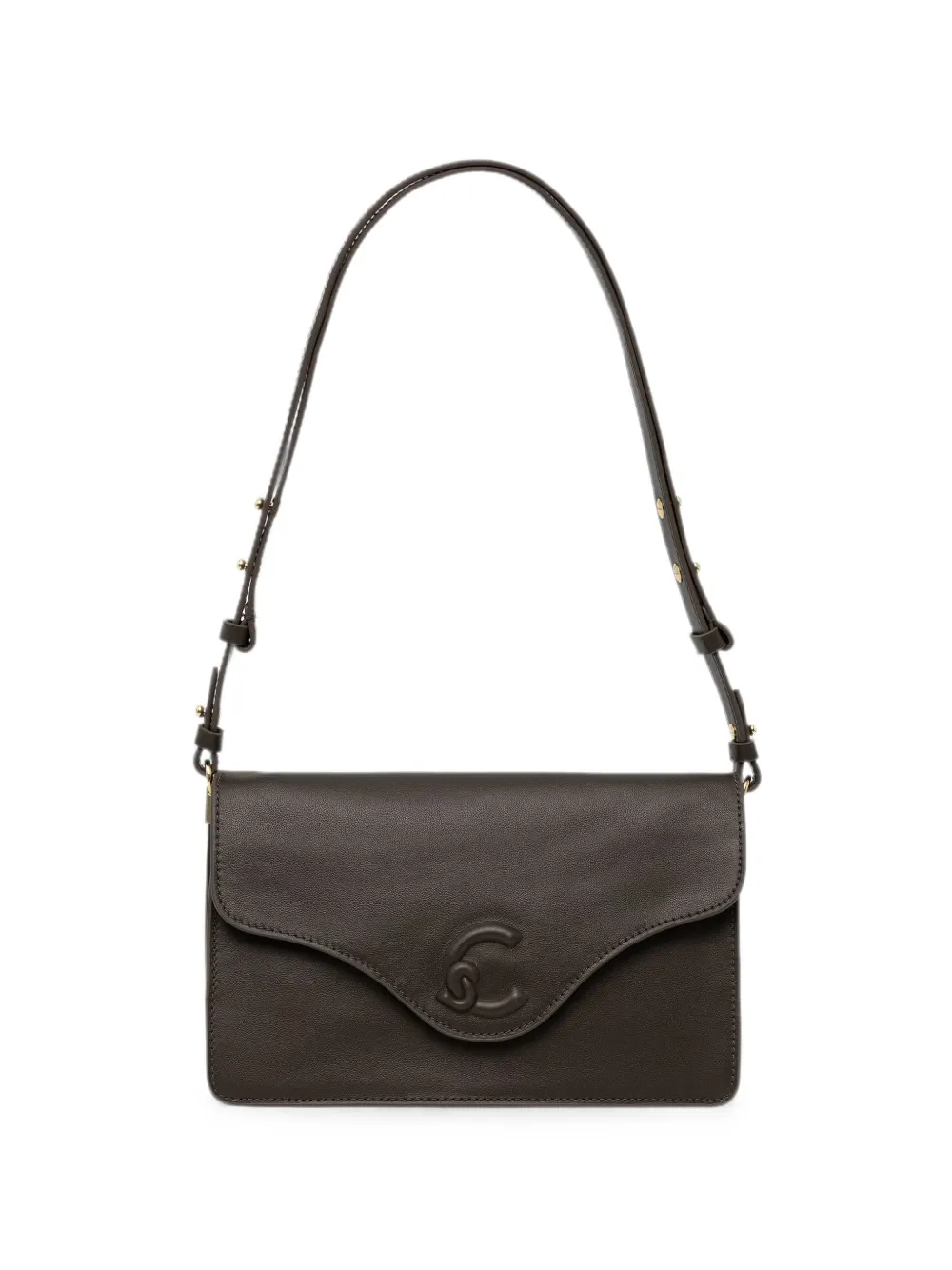 Coccinelle logo-embossed leather shoulder bag - Marrone