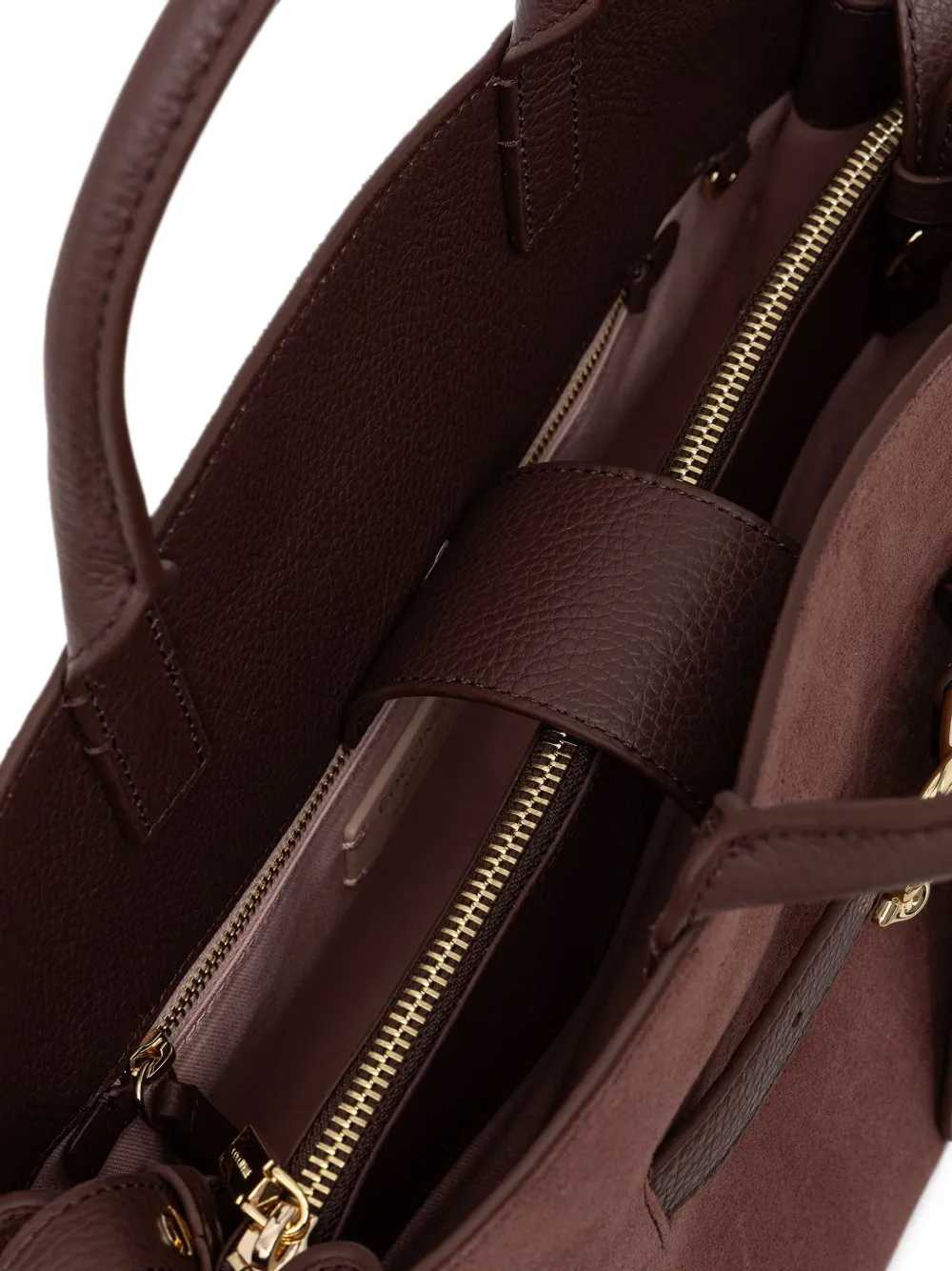 Coccinelle Medium Sabine suède shopper met gespdetail Bruin