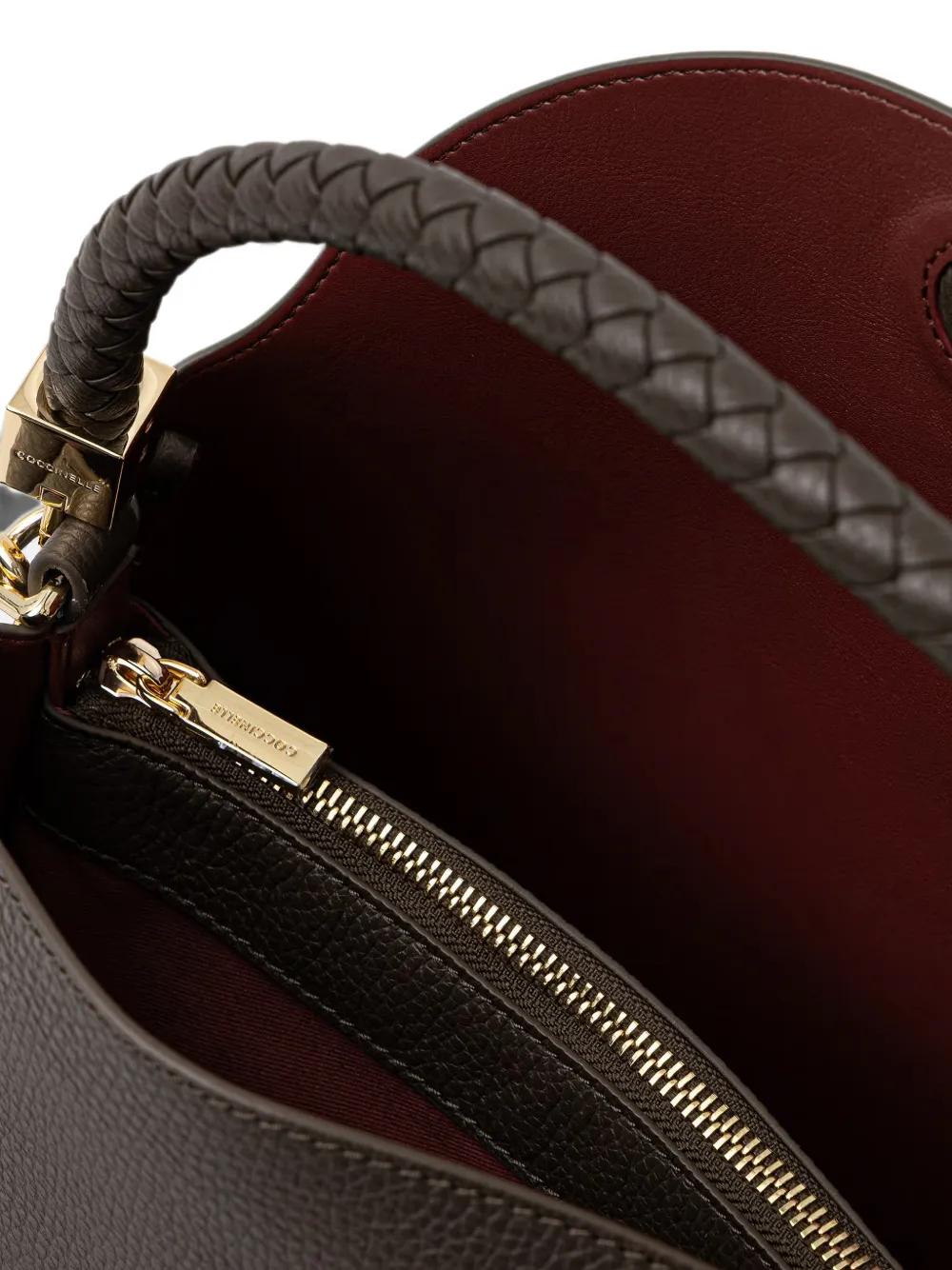 Coccinelle Medium Tiggy leren shopper met gevlochten handvat Bruin