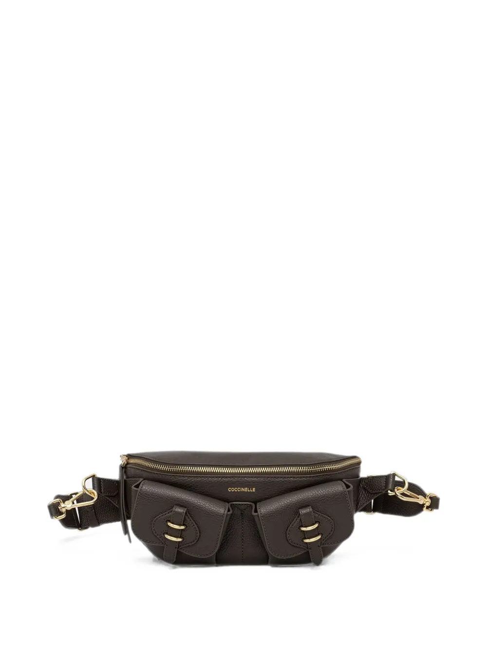 Coccinelle Kleine Mavery crossbodytas van bewerkt leer met zak Bruin