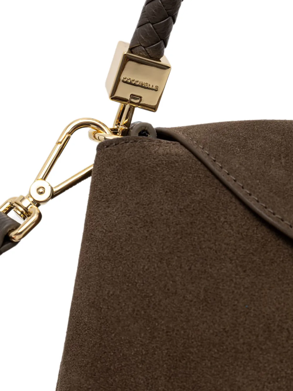 Coccinelle Suède shopper met gevlochten handvat Bruin