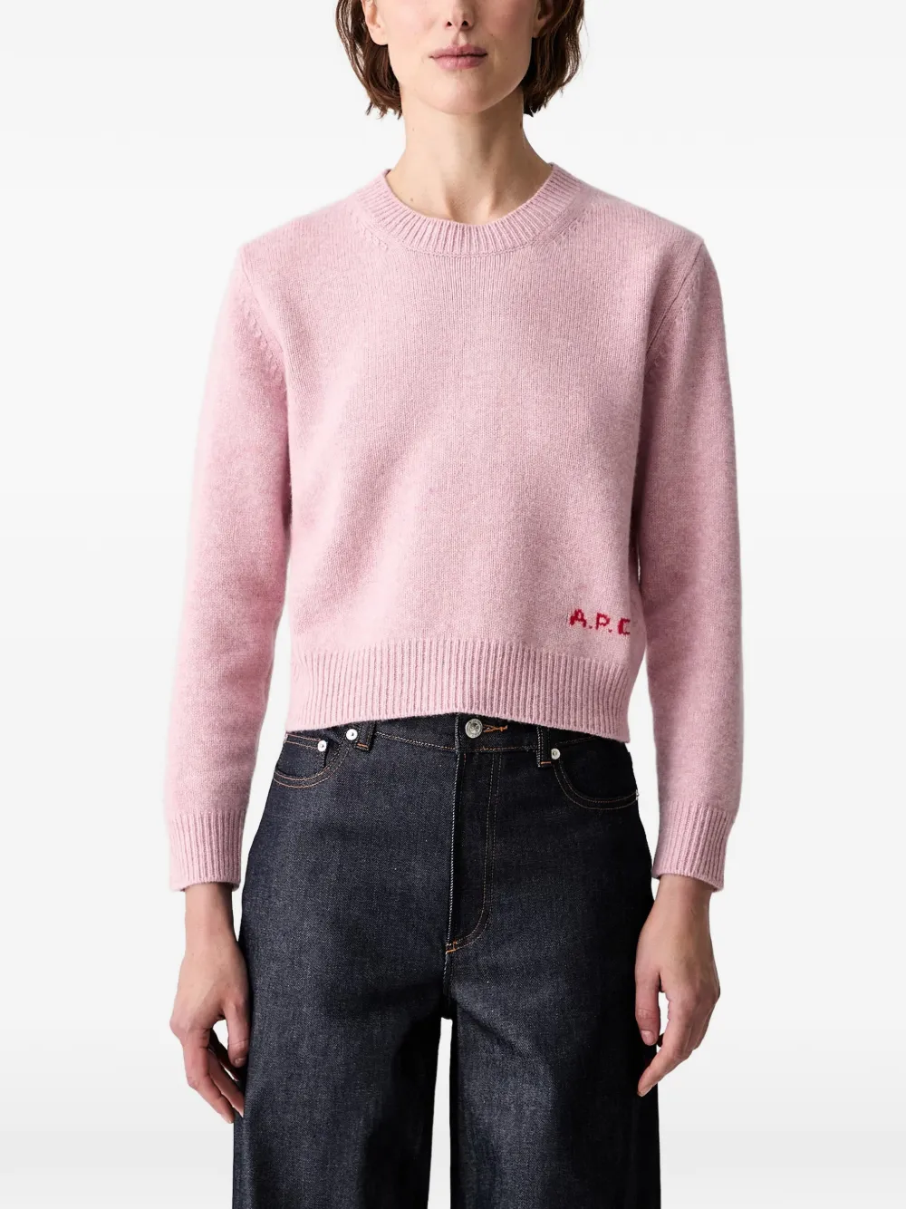 A.P.C. logo-embroidered sweater - Rosa