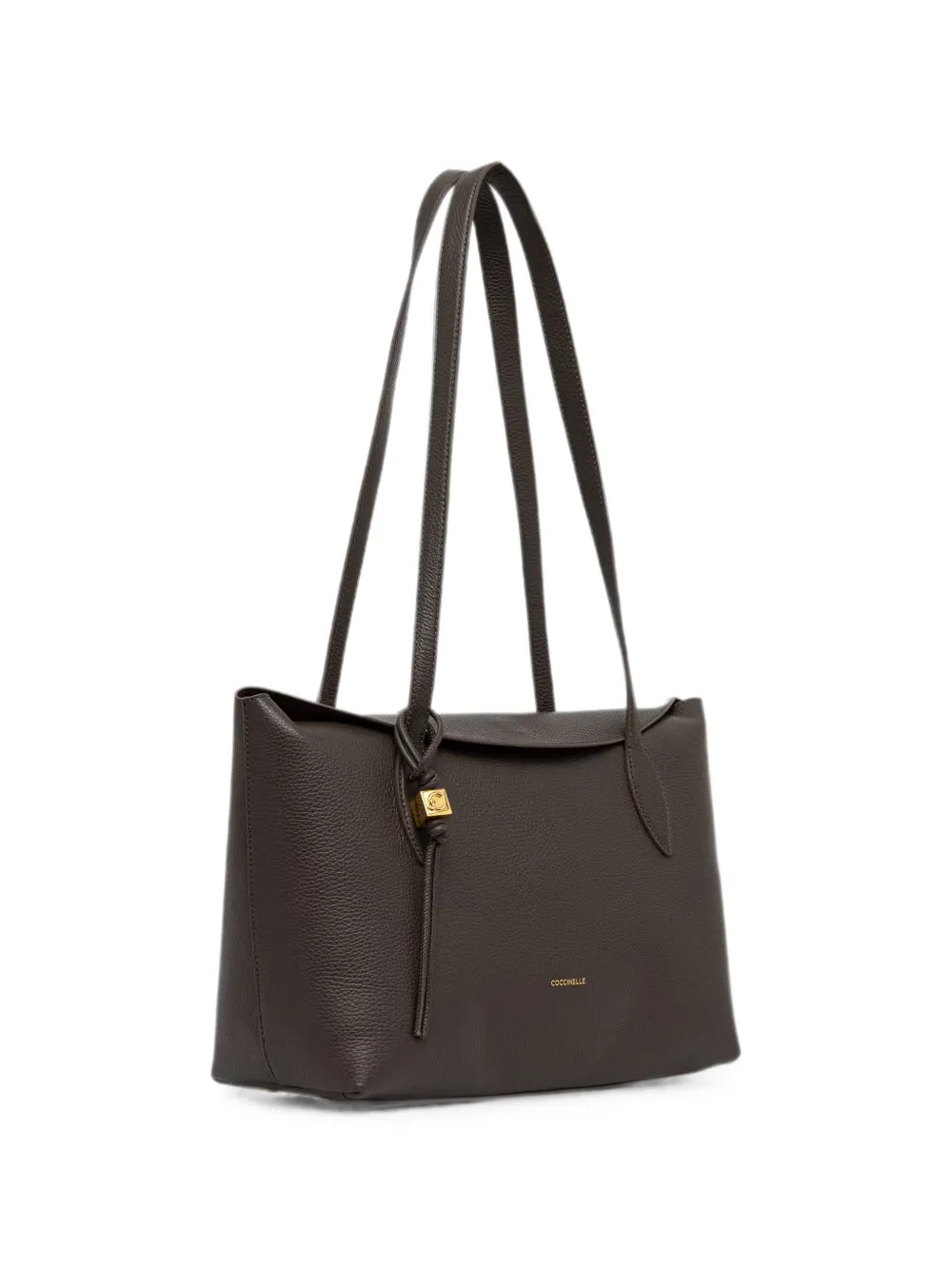 Coccinelle Leren shopper met logoprint Bruin