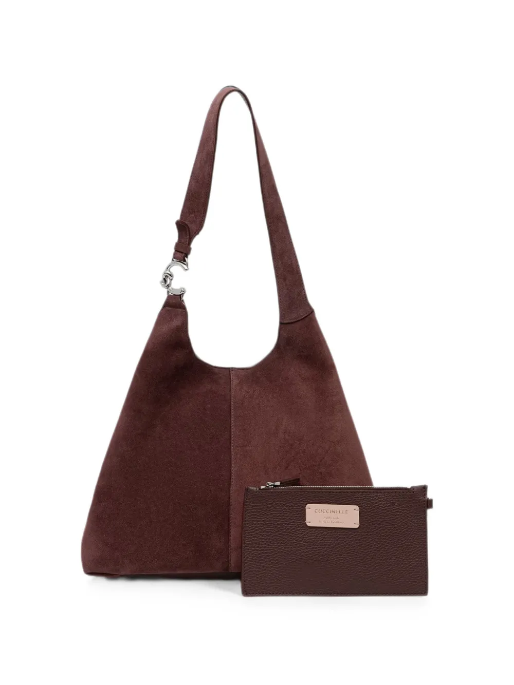 Coccinelle Suède shopper met logoplakkaat Rood